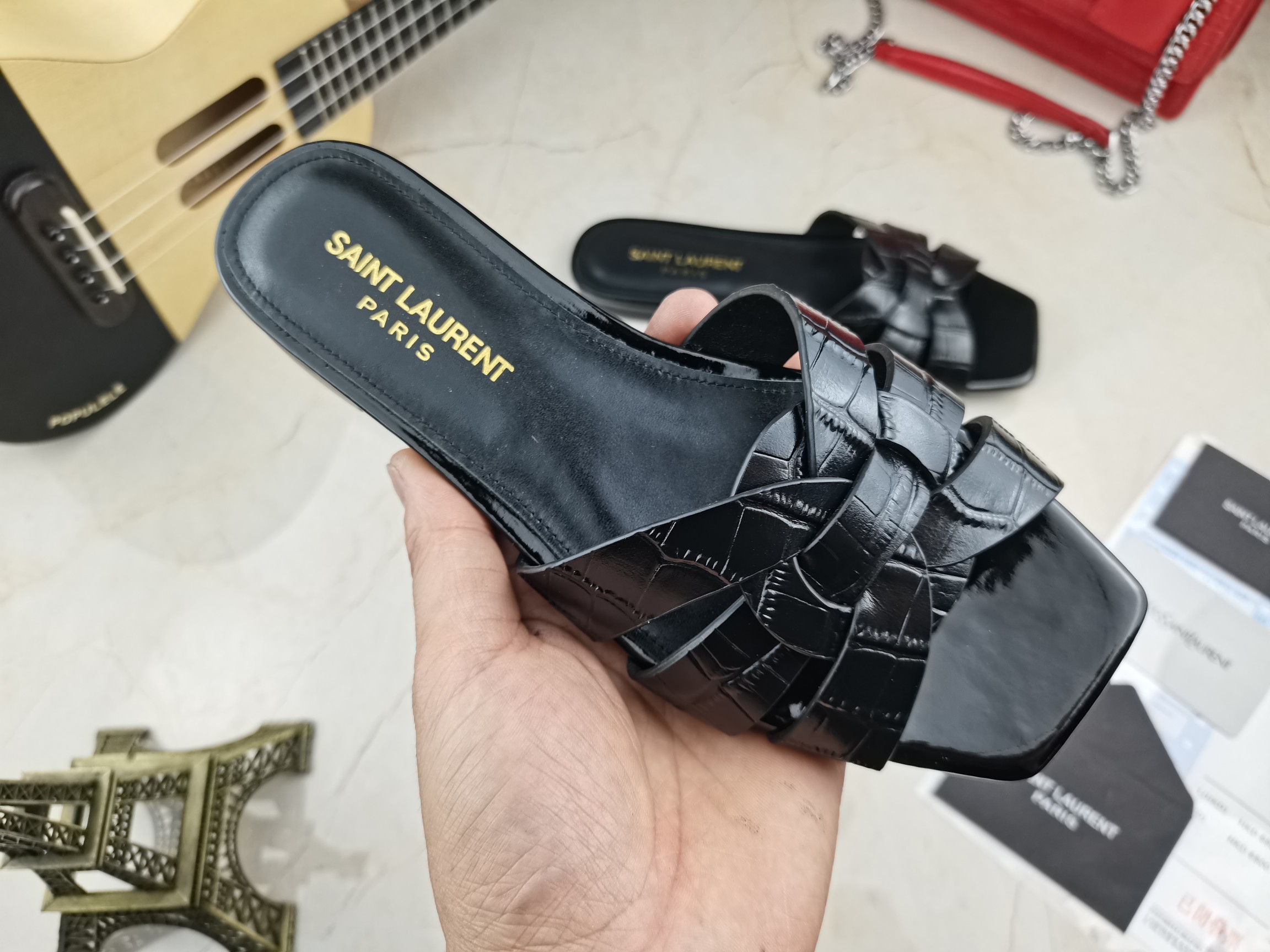 Sa1nt Lau*nt Women’s Tribute Flat Mules Black For Women Y51