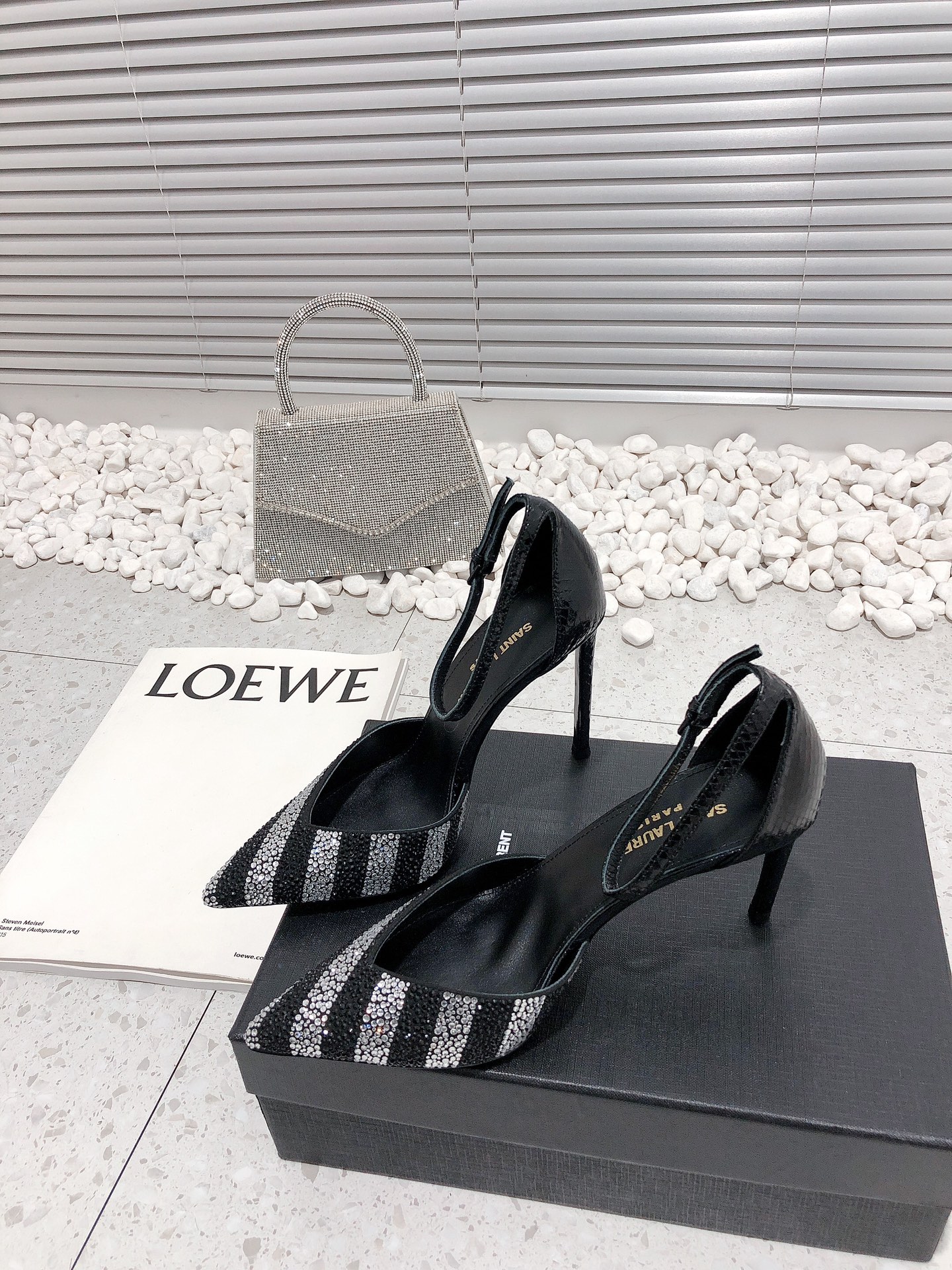 Sa1nt Lau*nt Women’s Glittering Rhinestone Embellished Pumps Black For Women Y51