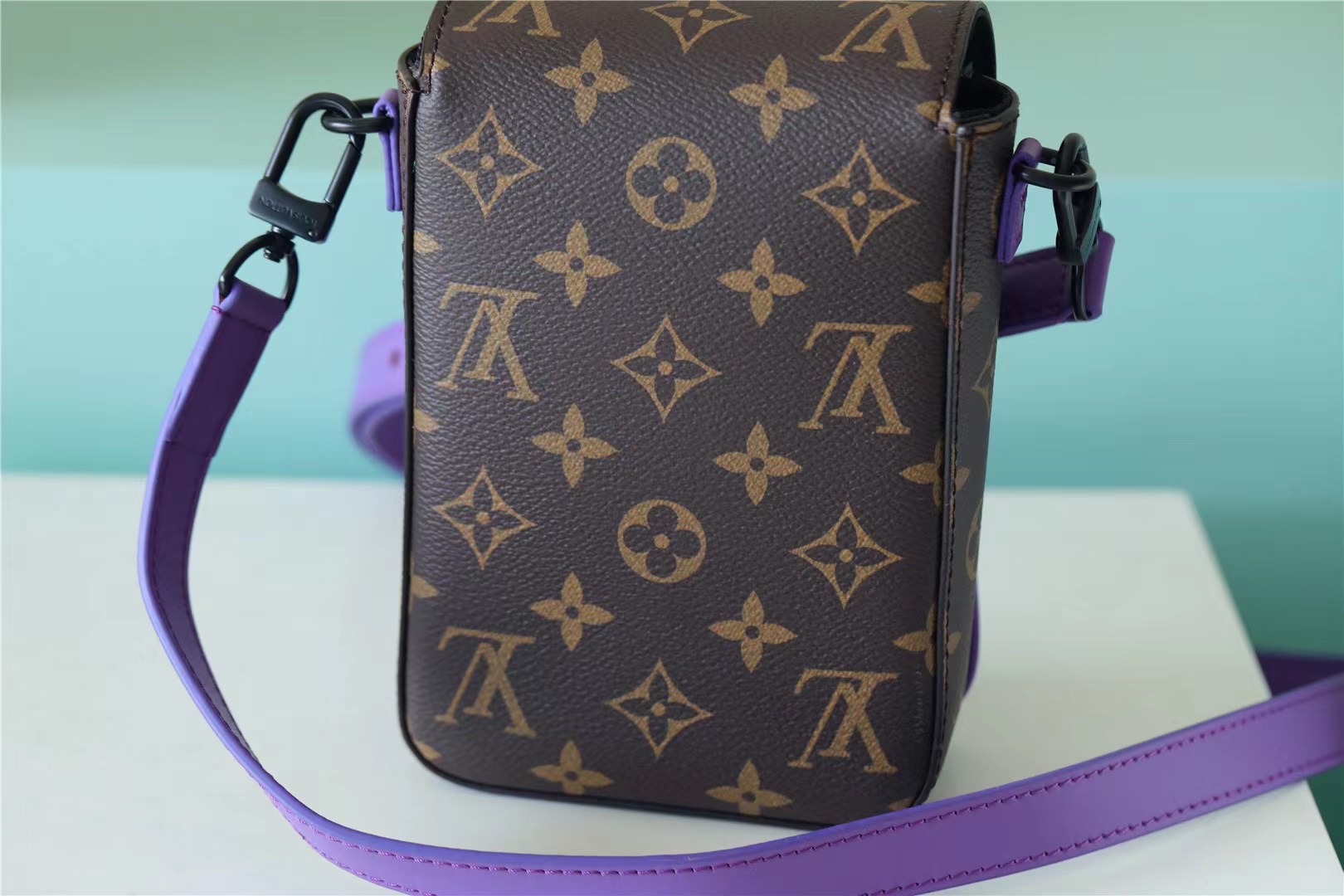 L0vis Vvtt0n S-Lock Vertical Wearable Wallet Monogram Macassar Purple For Men, Men’s Bags, Shoulder And Crossbody Bags 7.5in/19cm LV