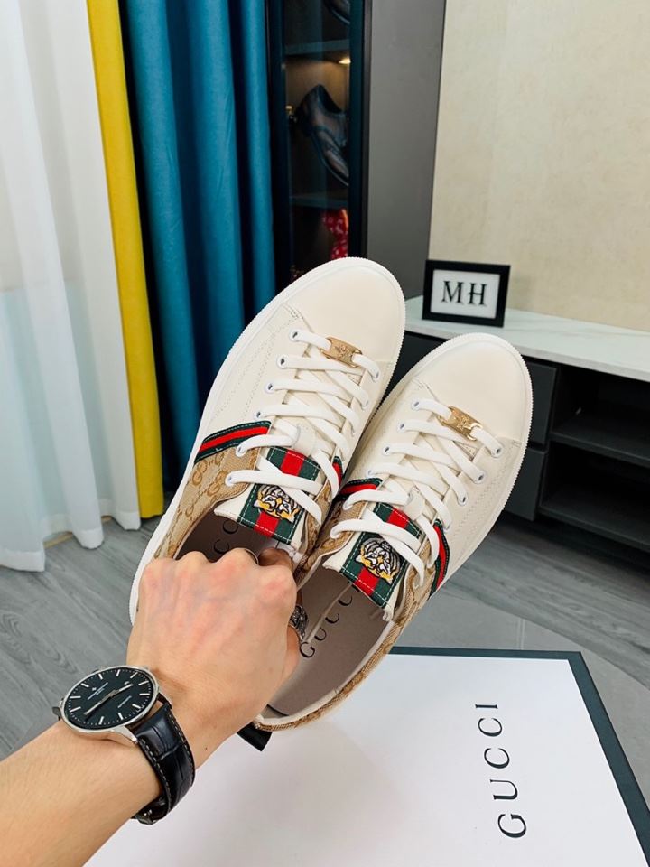 Gvc*1 Men’s GG Sneaker With Web G White And Beige For Men