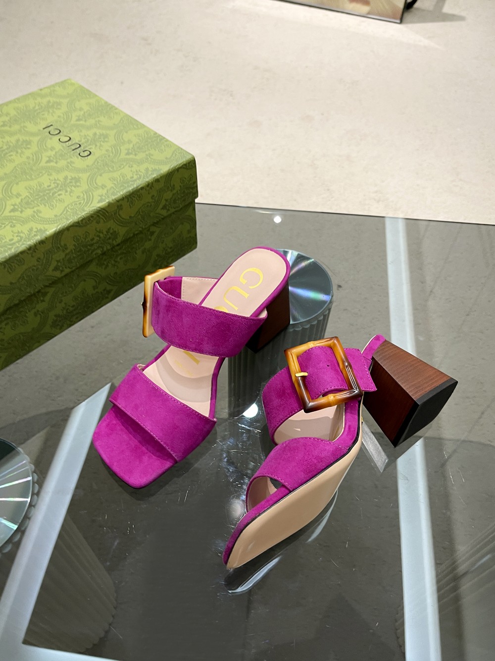 Gvc*1 Women’s Sandal With Bamboo Buckle Purple For Women GG