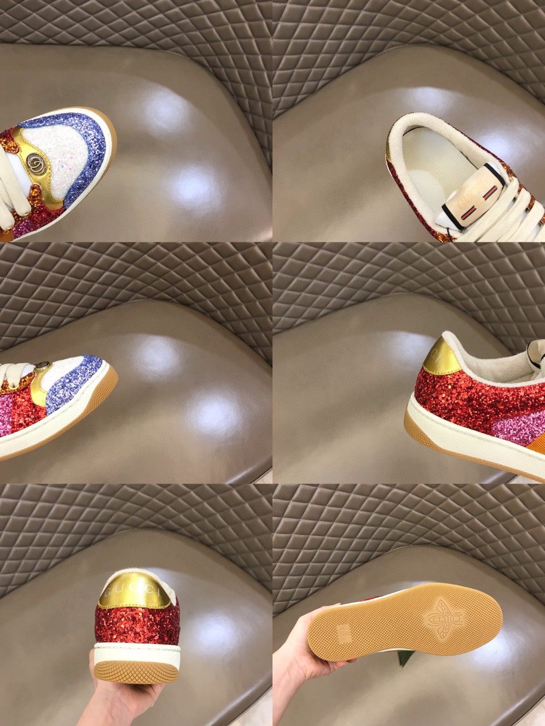 Gvc*1 Lovelight Screener Sneaker Glitter Red For Women GG Shoes 710534 FAAKU 4942