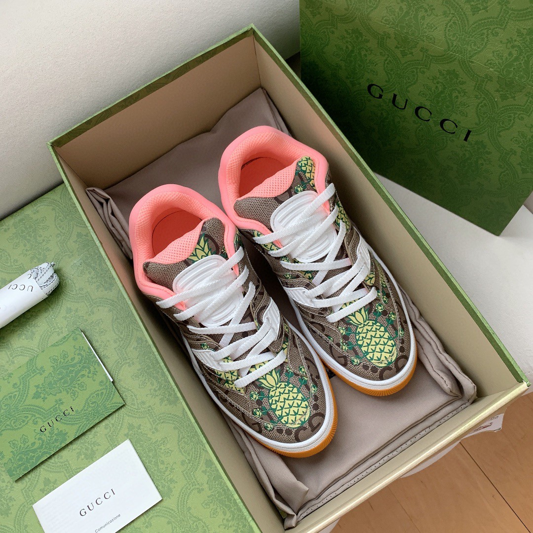 Gvc*1 Men’s Basket Sneaker Print Pineapple Brown Pink For Men 661301