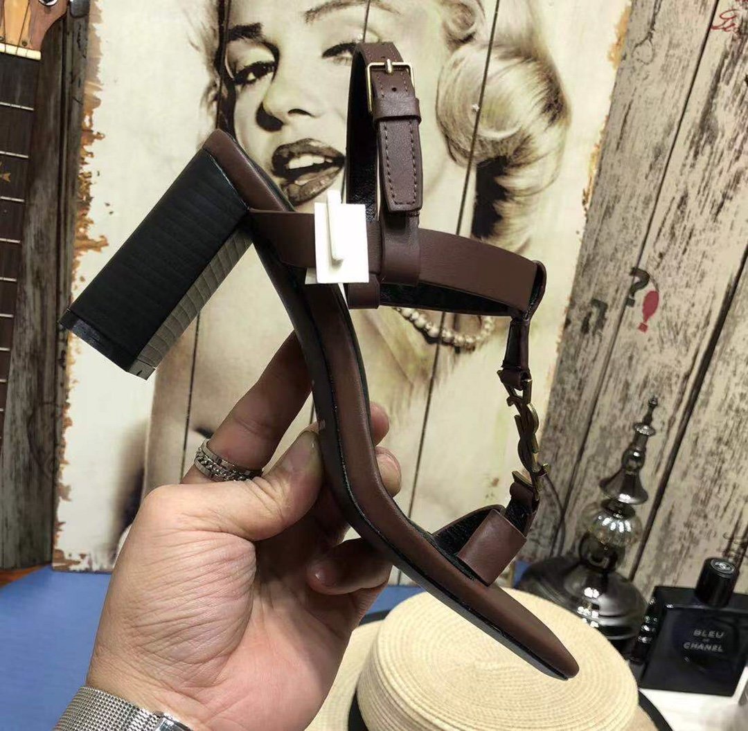 Sa1nt Lau*nt Women’s Cassandra Heeled Sandals Brown For Women Y51 658198DWETT6023