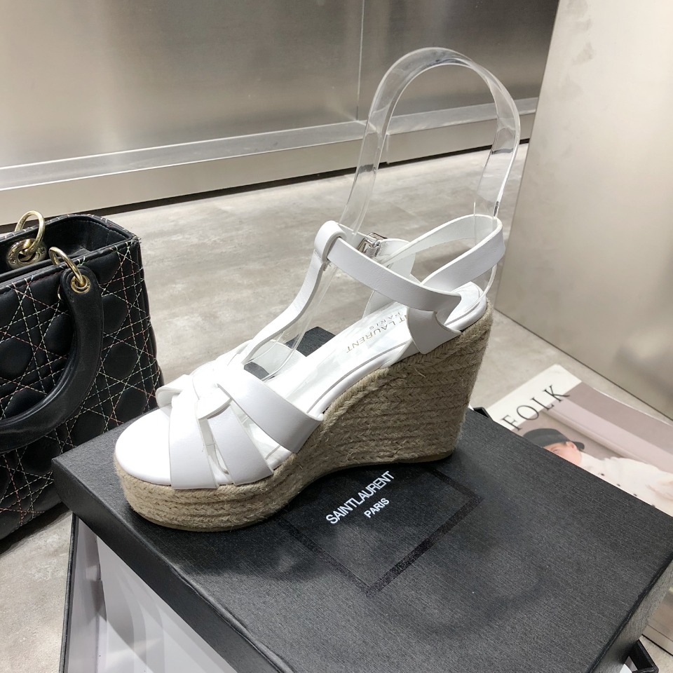 Sa1nt Lau*nt Women’s Tribute Espadrilles Wedge White For Women Y51 611924BZC009008