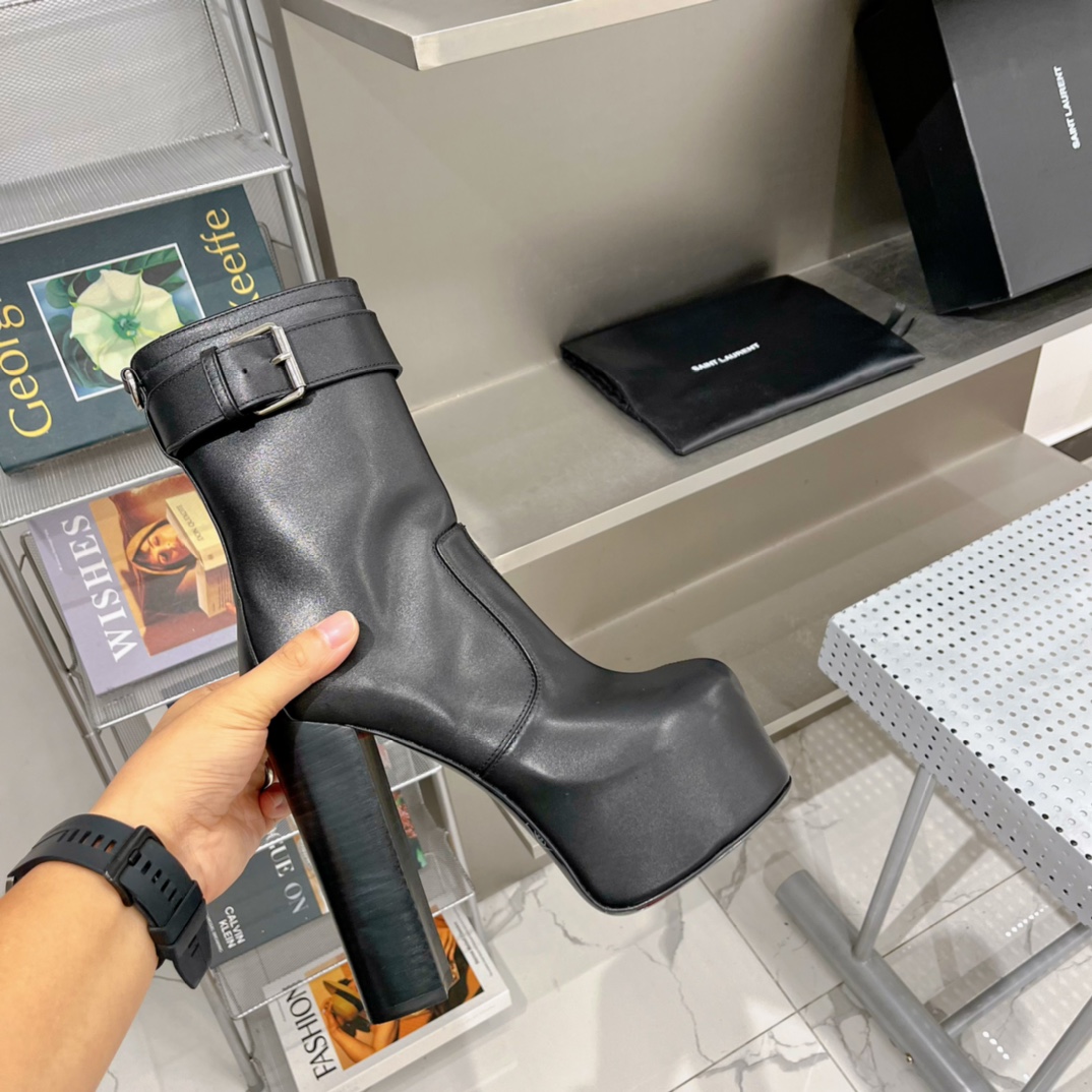 Sa1nt Lau*nt Women’s Cherry Buckle Platform Booties Black For Women Y51 6876621Y8001000