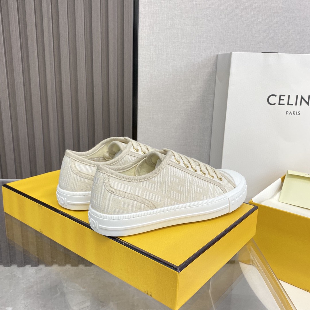 F**di Domino Fabric Sneakers Beige For Women