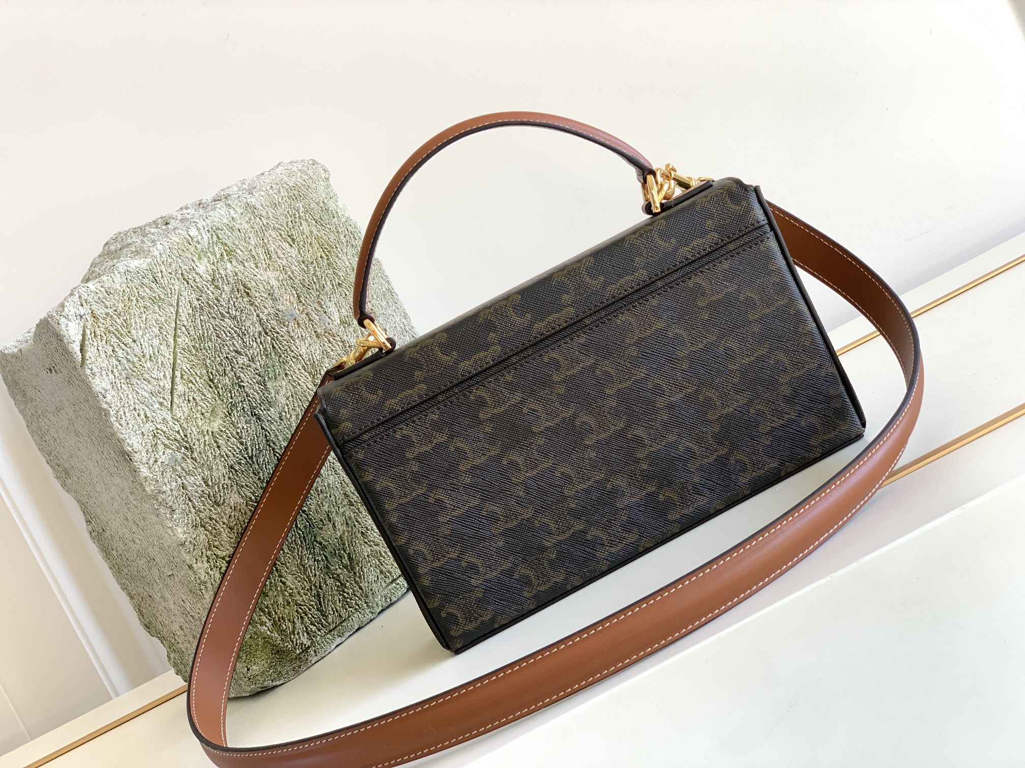 Ce1i*e Box Triomphe Bag In Triomphe Canvas Brown For Women 9in/22cm