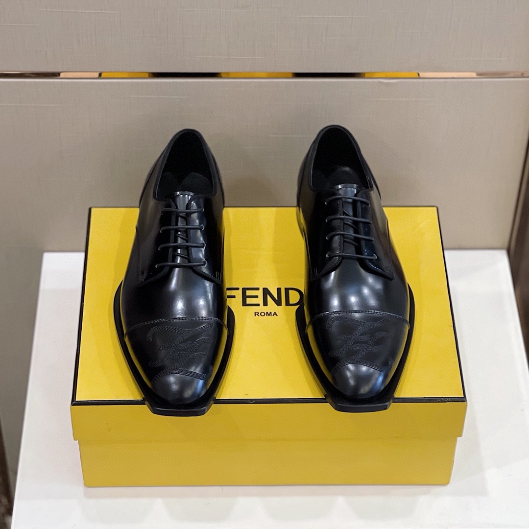 F**di FF Cap Toe Lace Ups Black For Men