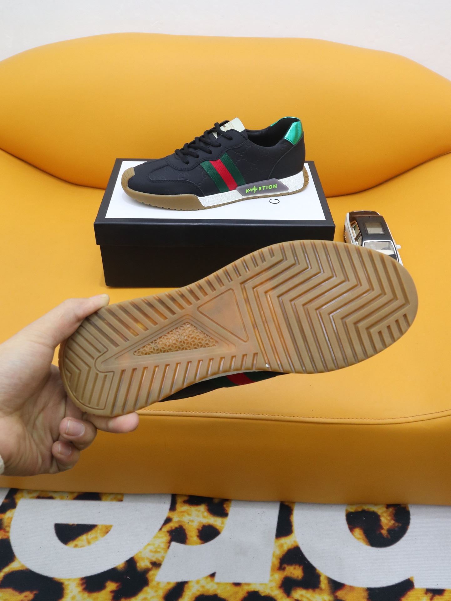 Gvc*1 Men’s GG Embossed Sneakers With Web Ketion Black For Men