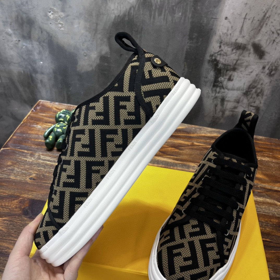 F**di Domino Fabric Sneakers Brown For Men