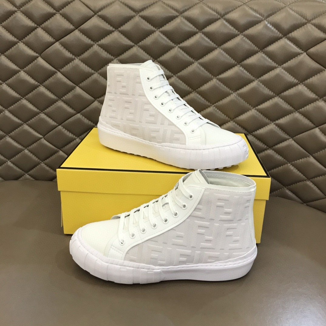 F**di Flow High Tops Sneakers White For Men 7E1424