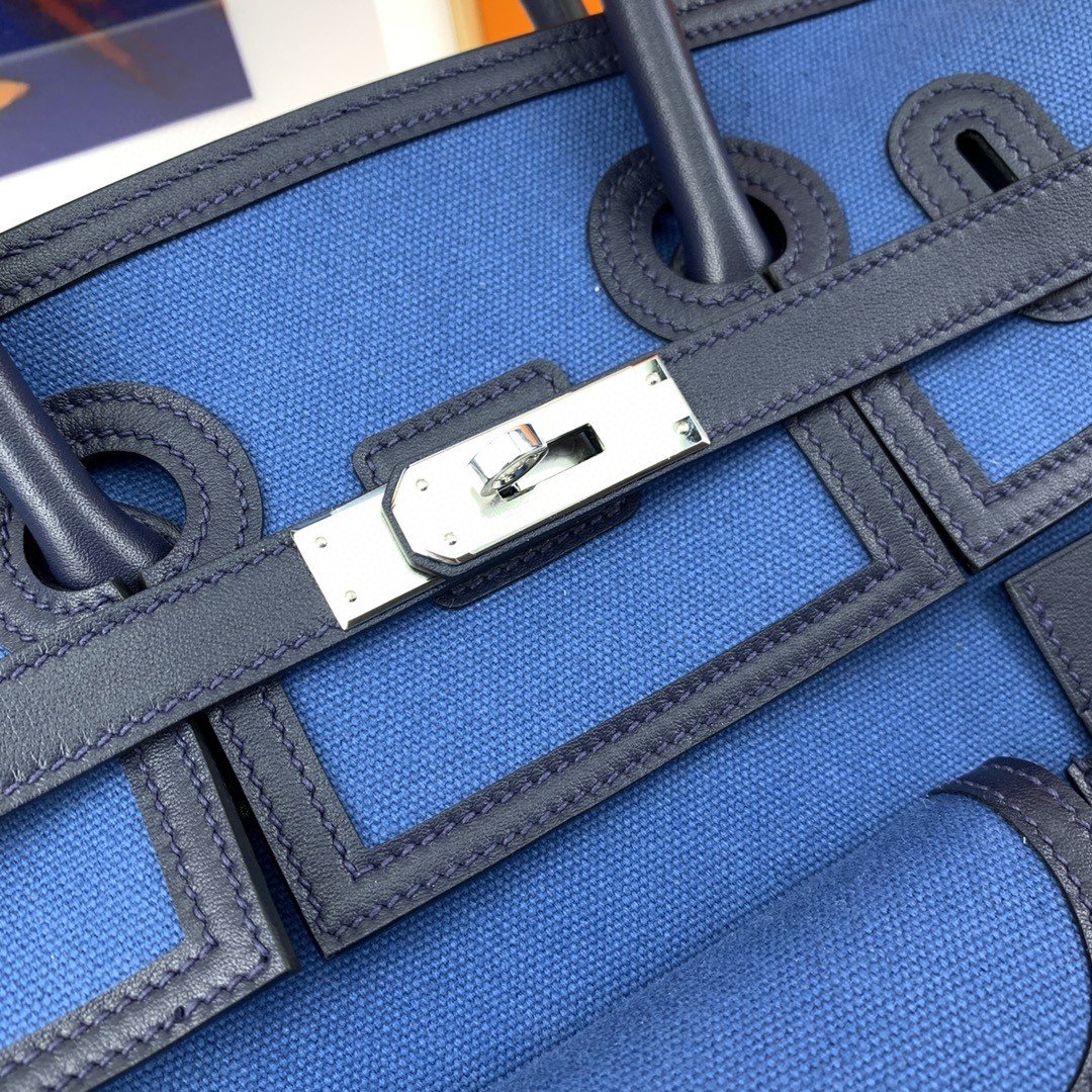 H**me5 Birkin Cargo 35 Blue, Silver Toned Hardware Bag For Women, Women’s Handbags, Shoulder Bags 13.8in/35cm