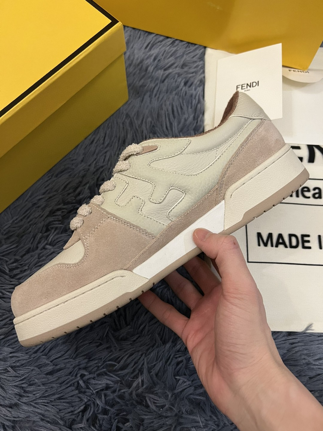 F**di Match Low Tops Sneakers Beige/Brown For Men 7E1493