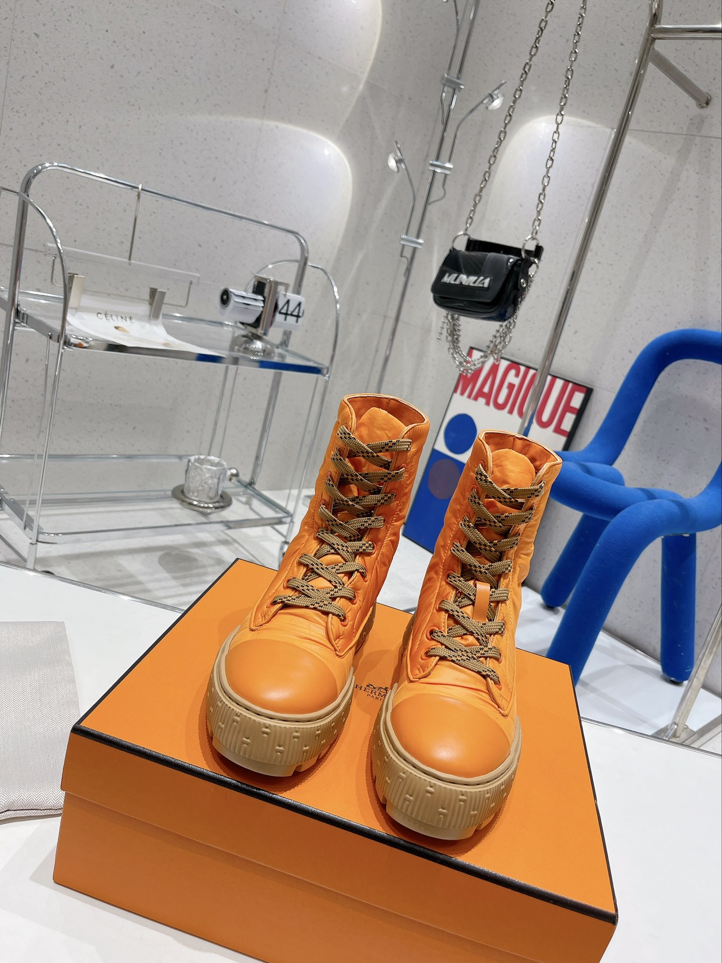 H**me5 Fresh Ankle Boots Orange For Women 1.8in/4.5cm