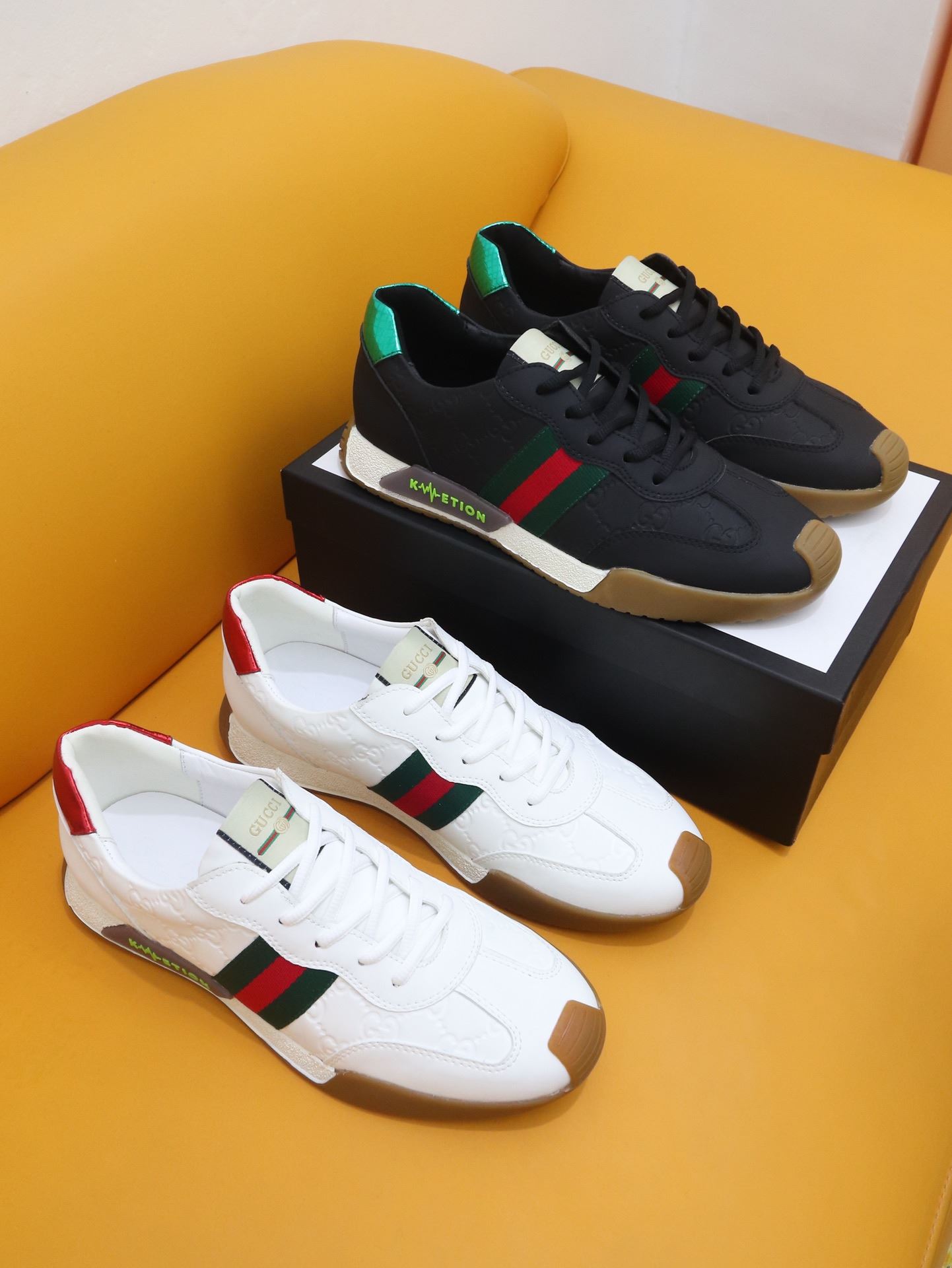 Gvc*1 Men’s GG Embossed Sneakers With Web Ketion Black For Men