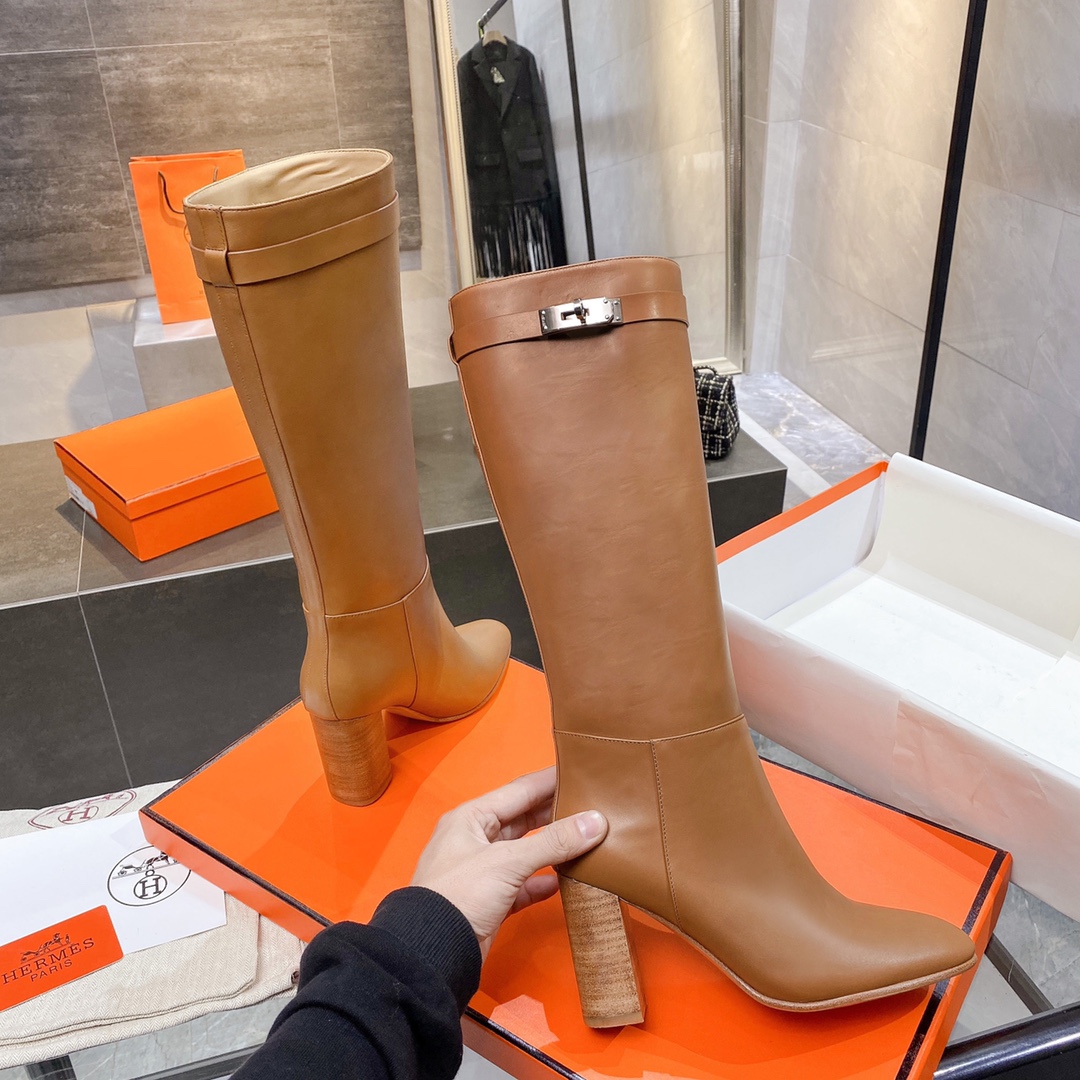 H**me5 High Heel Boots Brown For Women 3.54in/9cm