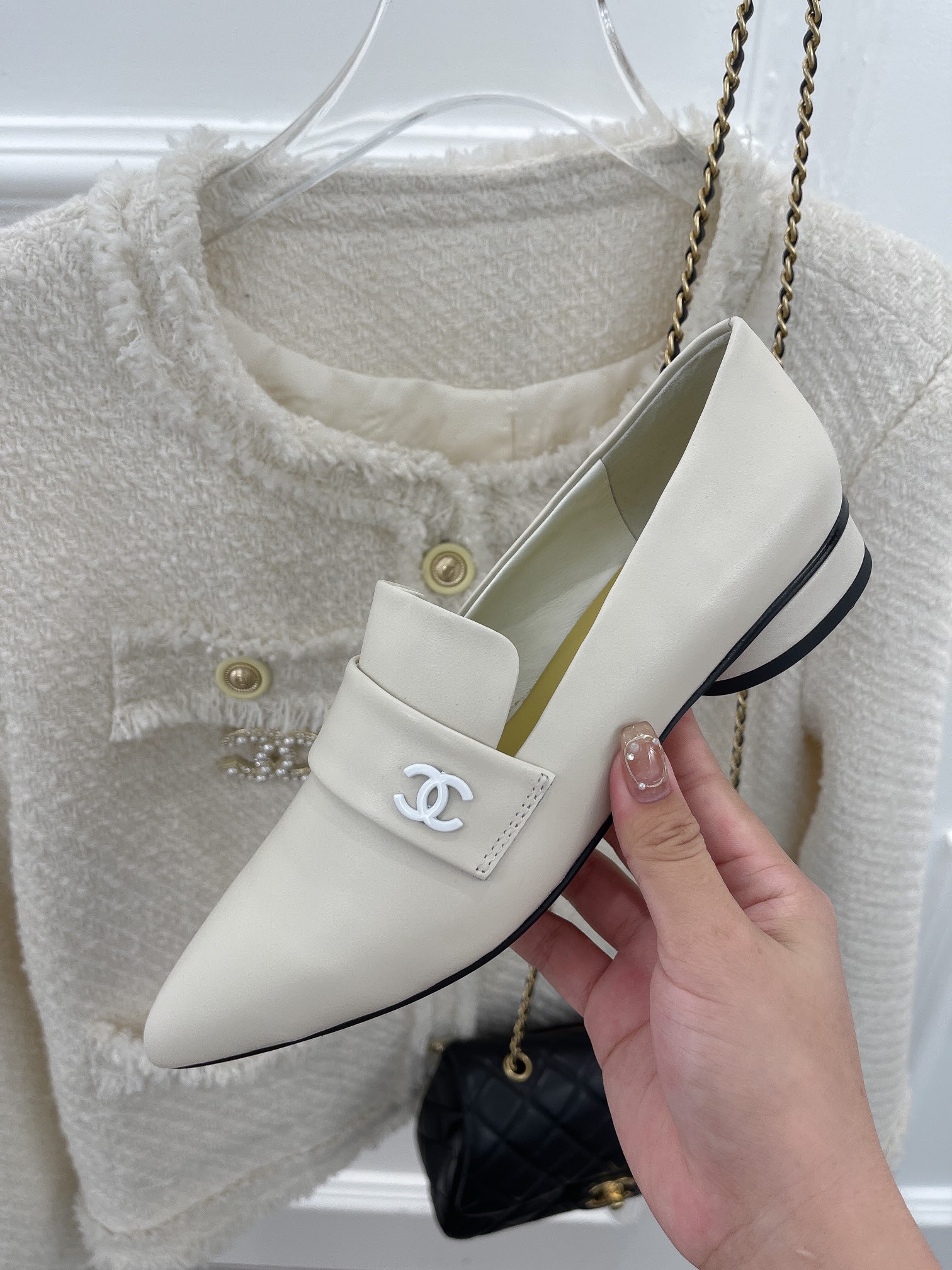 Ch**el Women’s Loafer With Logo White For Women