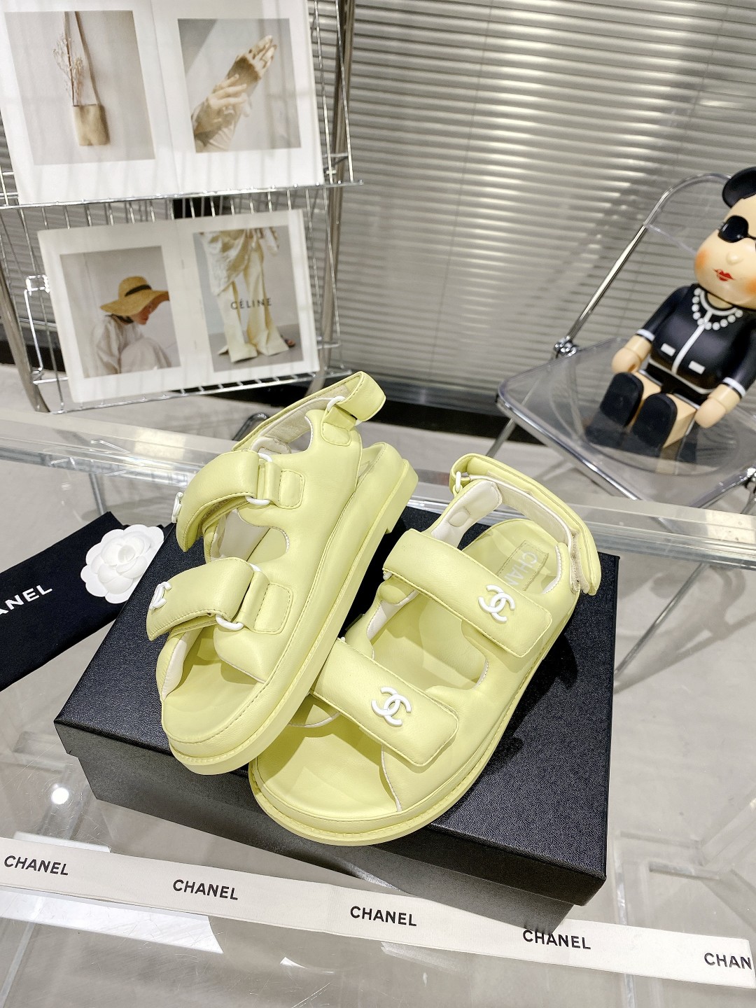 Ch**el Women’s Sandals With Ch**el Logo Yellow For Women