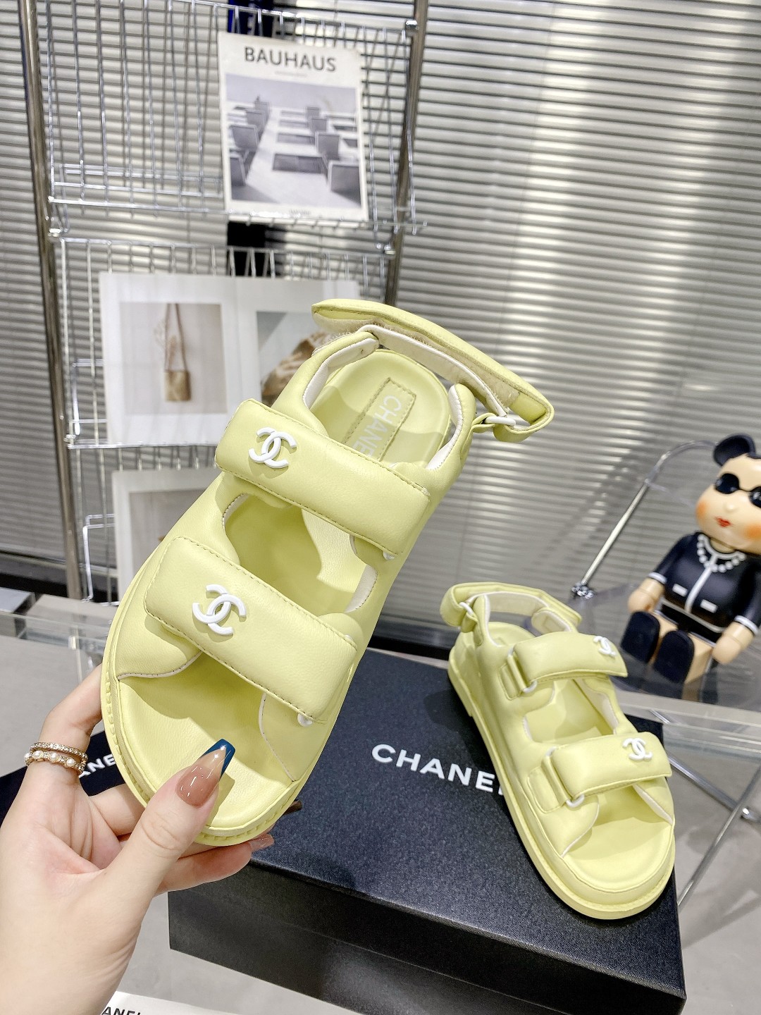 Ch**el Women’s Sandals With Ch**el Logo Yellow For Women