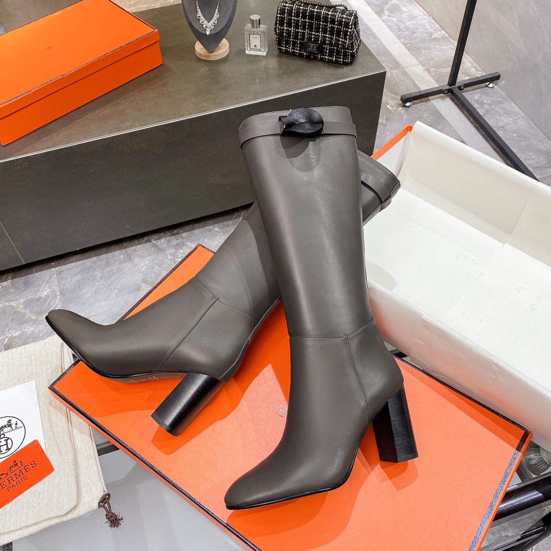 H**me5 High Heel Boots Gray For Women 3.54in/9cm